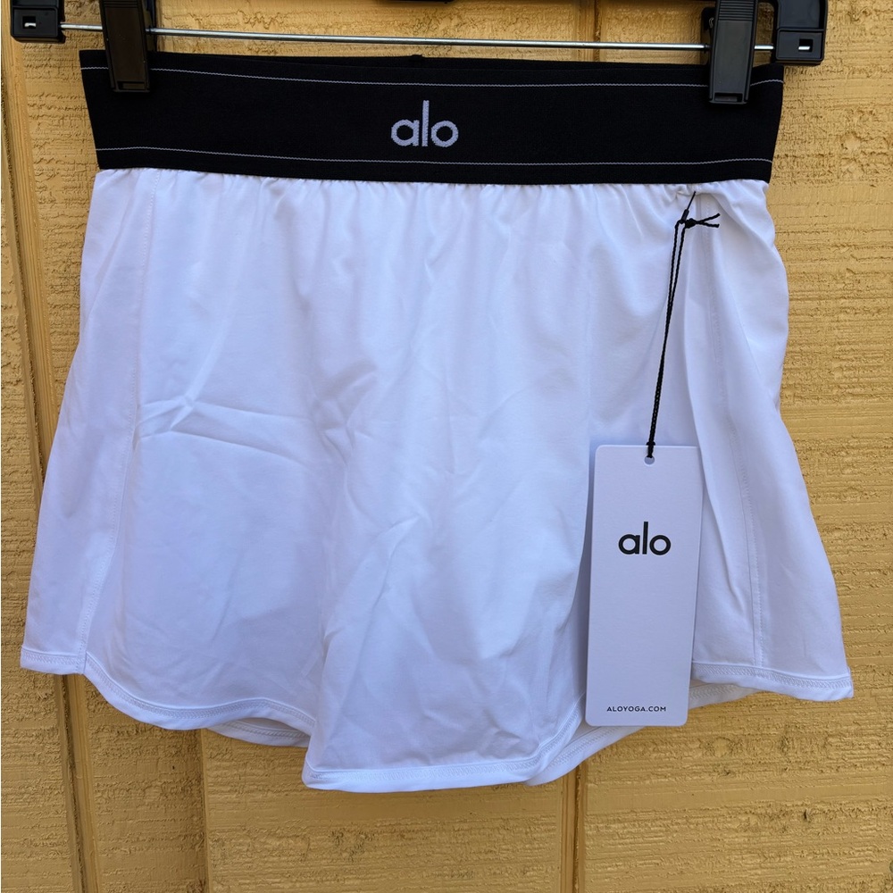ALO Yoga White Skort with Black Waistband